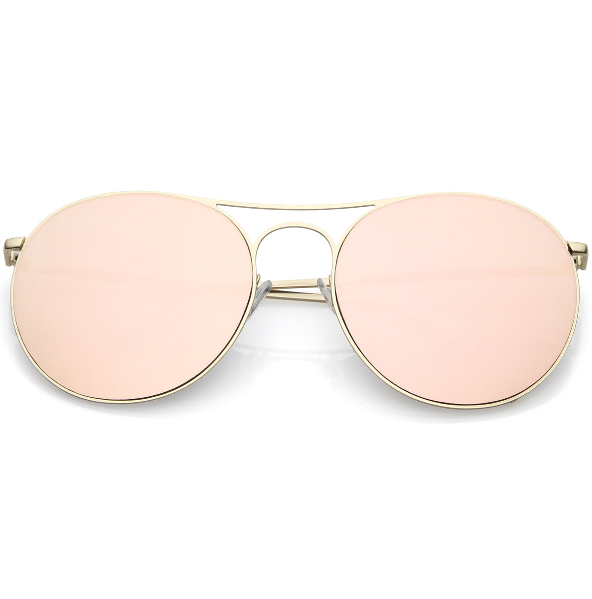 Retro Modern Oversize Round Mirrored Flat Lens Aviator Sunglasses C208