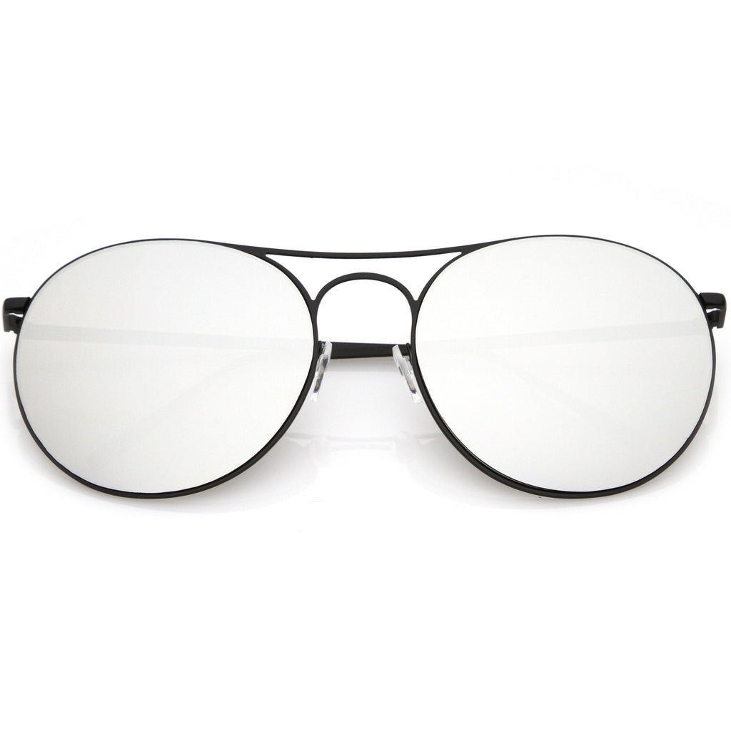 Retro Modern Oversize Round Mirrored Flat Lens Aviator Sunglasses C208