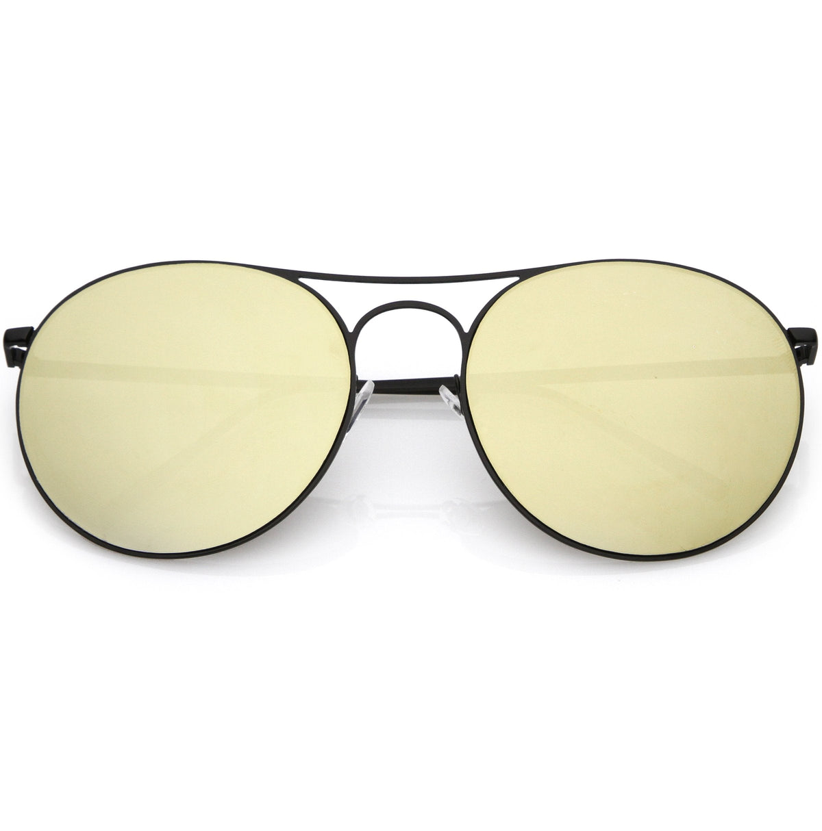 Retro Modern Oversize Round Mirrored Flat Lens Aviator Sunglasses C208