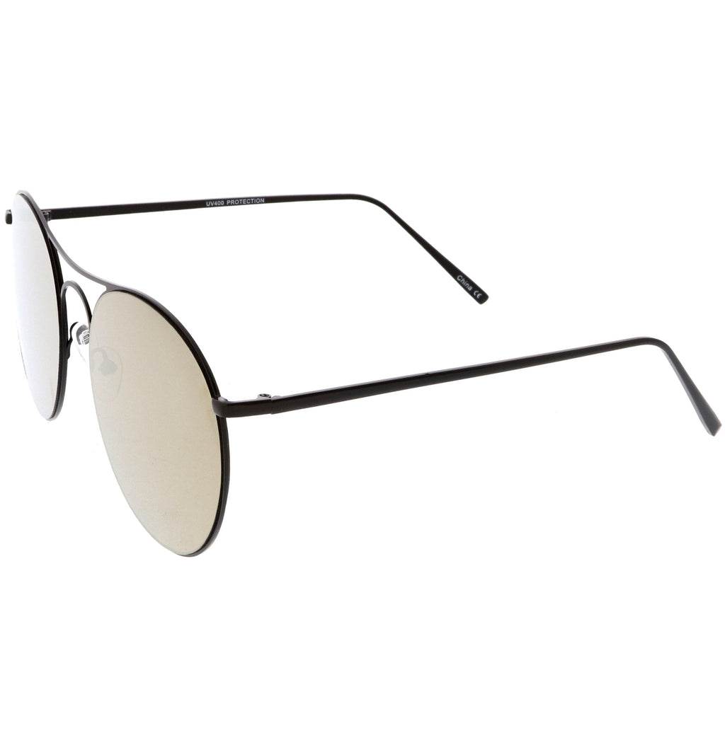 Retro Modern Oversize Round Mirrored Flat Lens Aviator Sunglasses C208