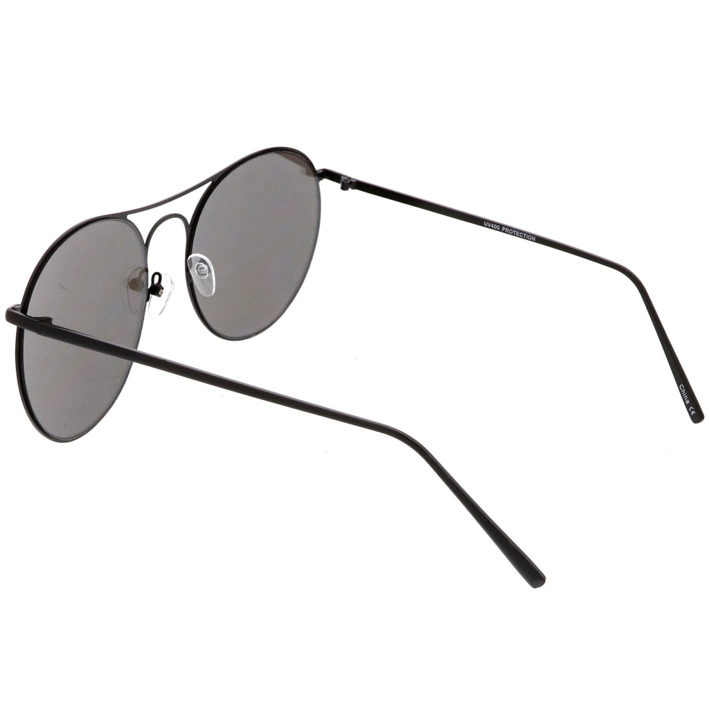 Retro Modern Oversize Round Mirrored Flat Lens Aviator Sunglasses C208