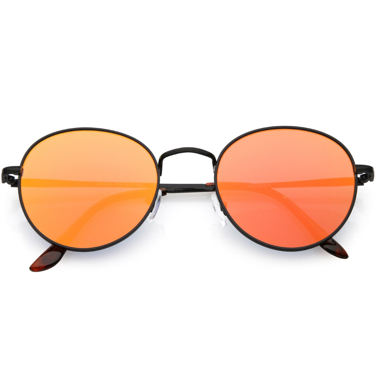 Retro Slim Metal Frame Mirrored Flat Lens Round Sunglasses C133