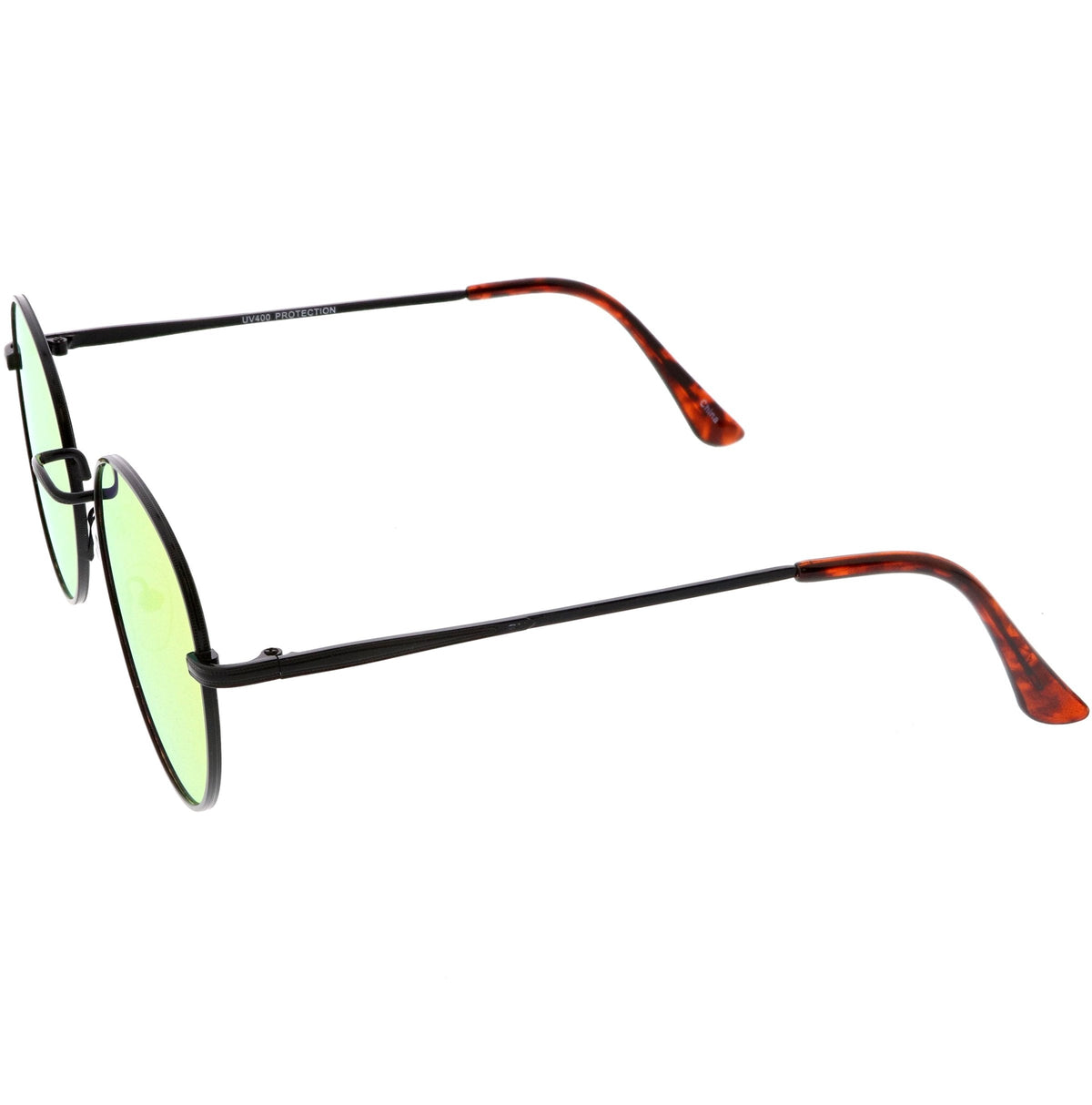 Retro Slim Metal Frame Mirrored Flat Lens Round Sunglasses C133