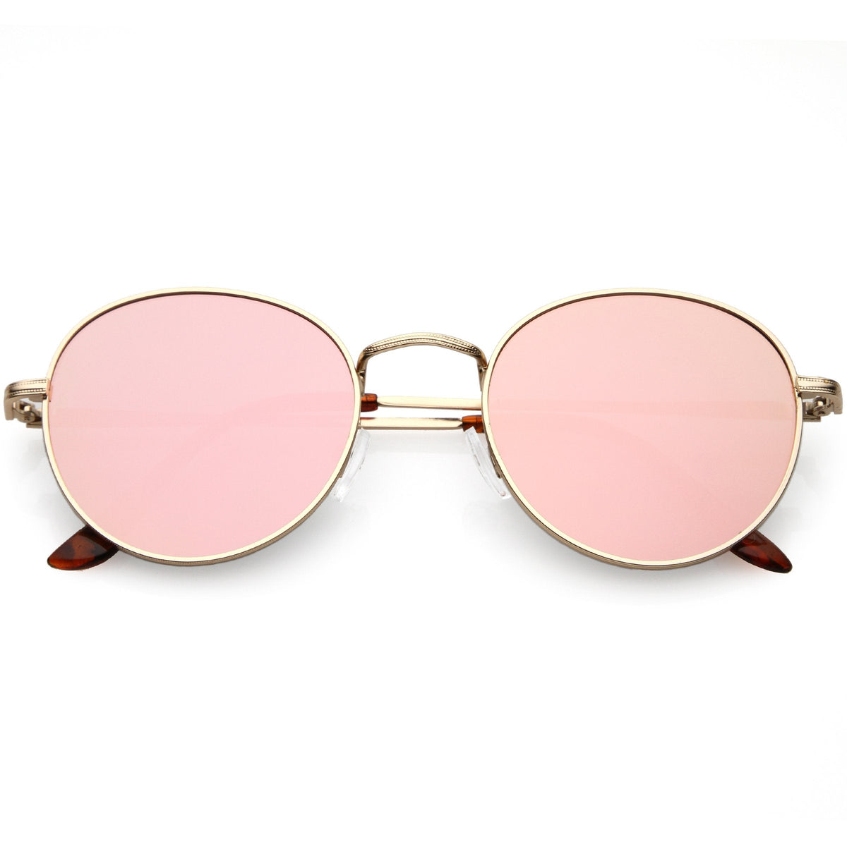 Retro Slim Metal Frame Mirrored Flat Lens Round Sunglasses C133