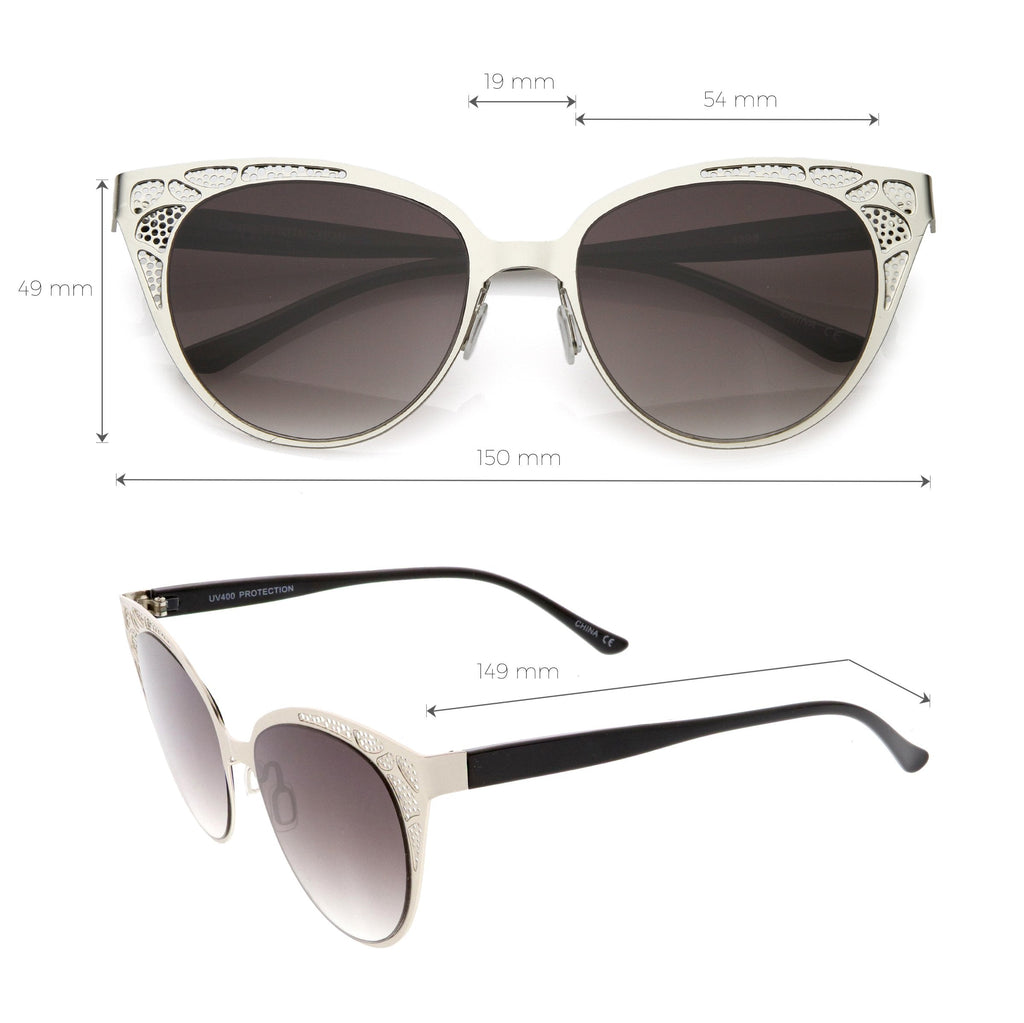 Women's Vintage Lace Design Gradient Lens Cat Eye Sunglasses C314