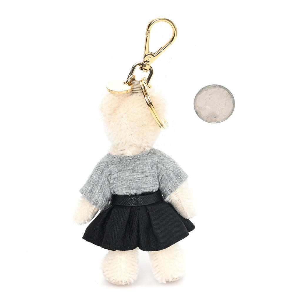 Mohair Teddy Bear Keychain Charm White