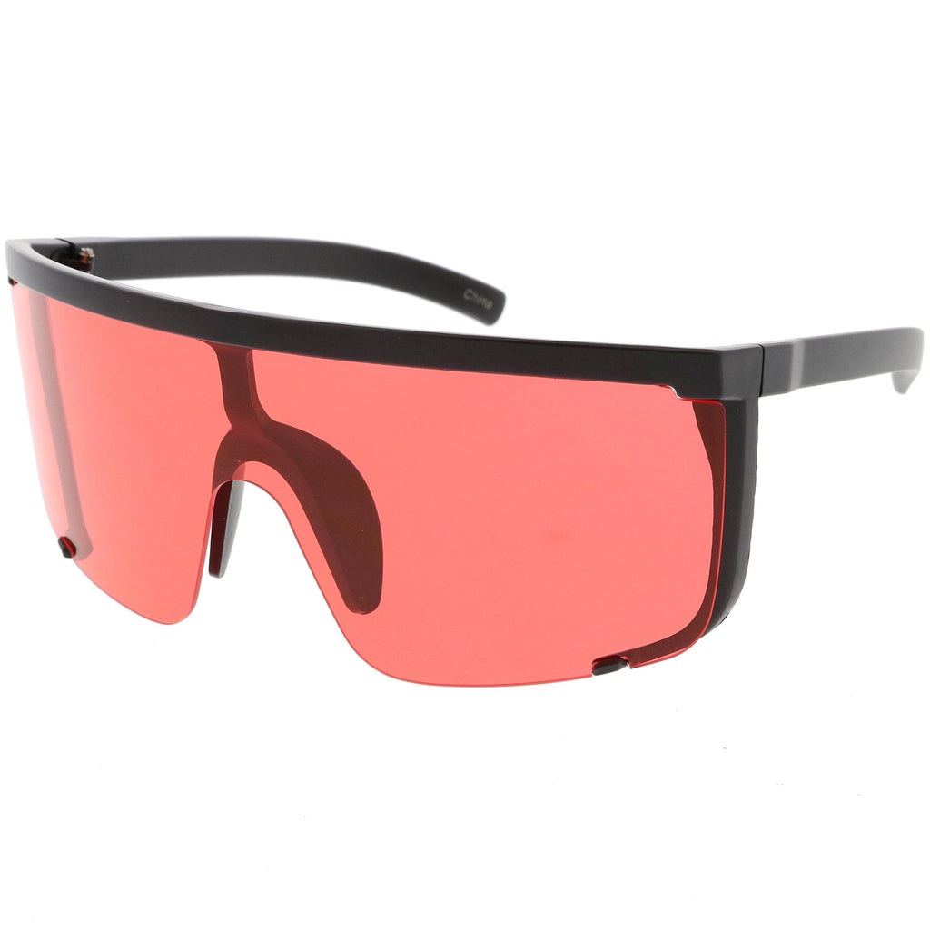 Oversize Retro Color Tone Sports Shield Flat Top Sunglasses C686