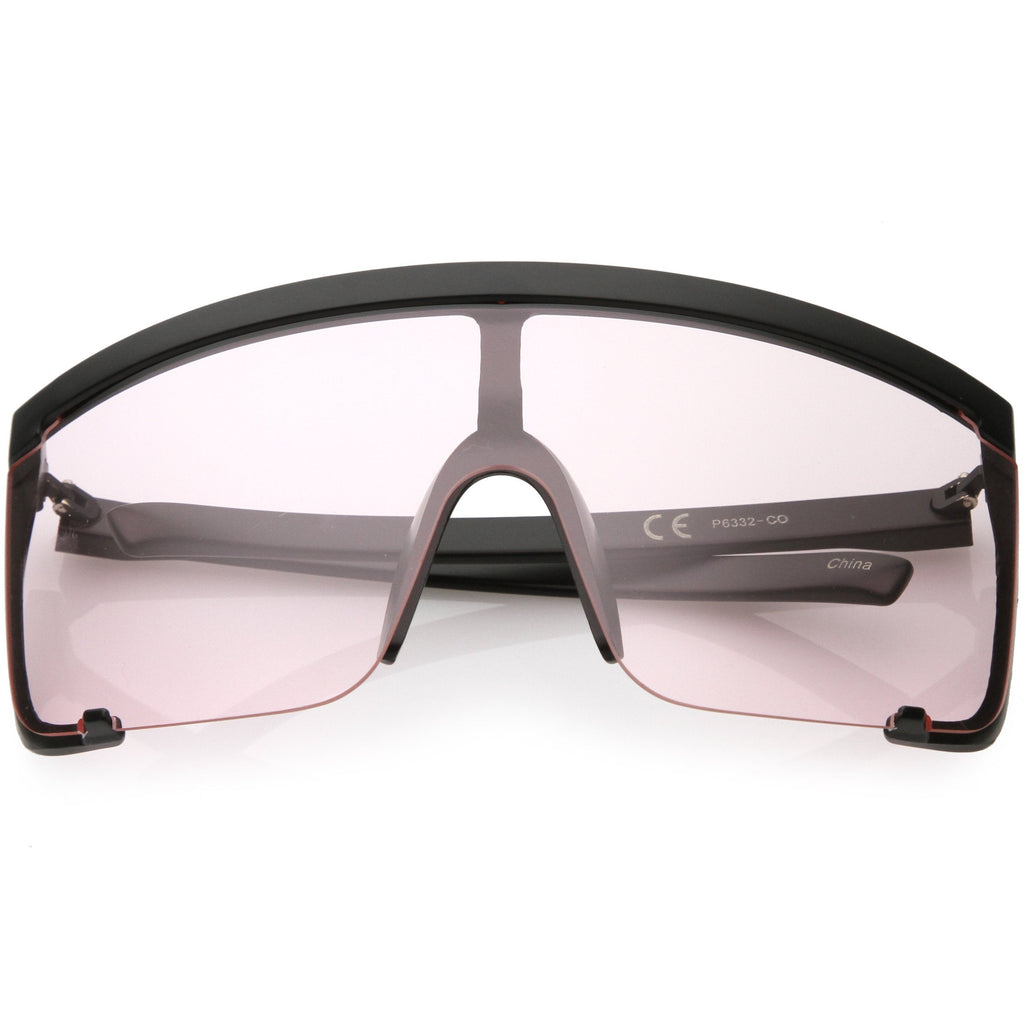 Oversize Retro Color Tone Sports Shield Flat Top Sunglasses C686