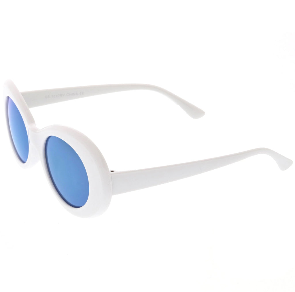 Retro 1990's Hipster Clout Goggles Oval Mirrored Lens Sunglasses C507