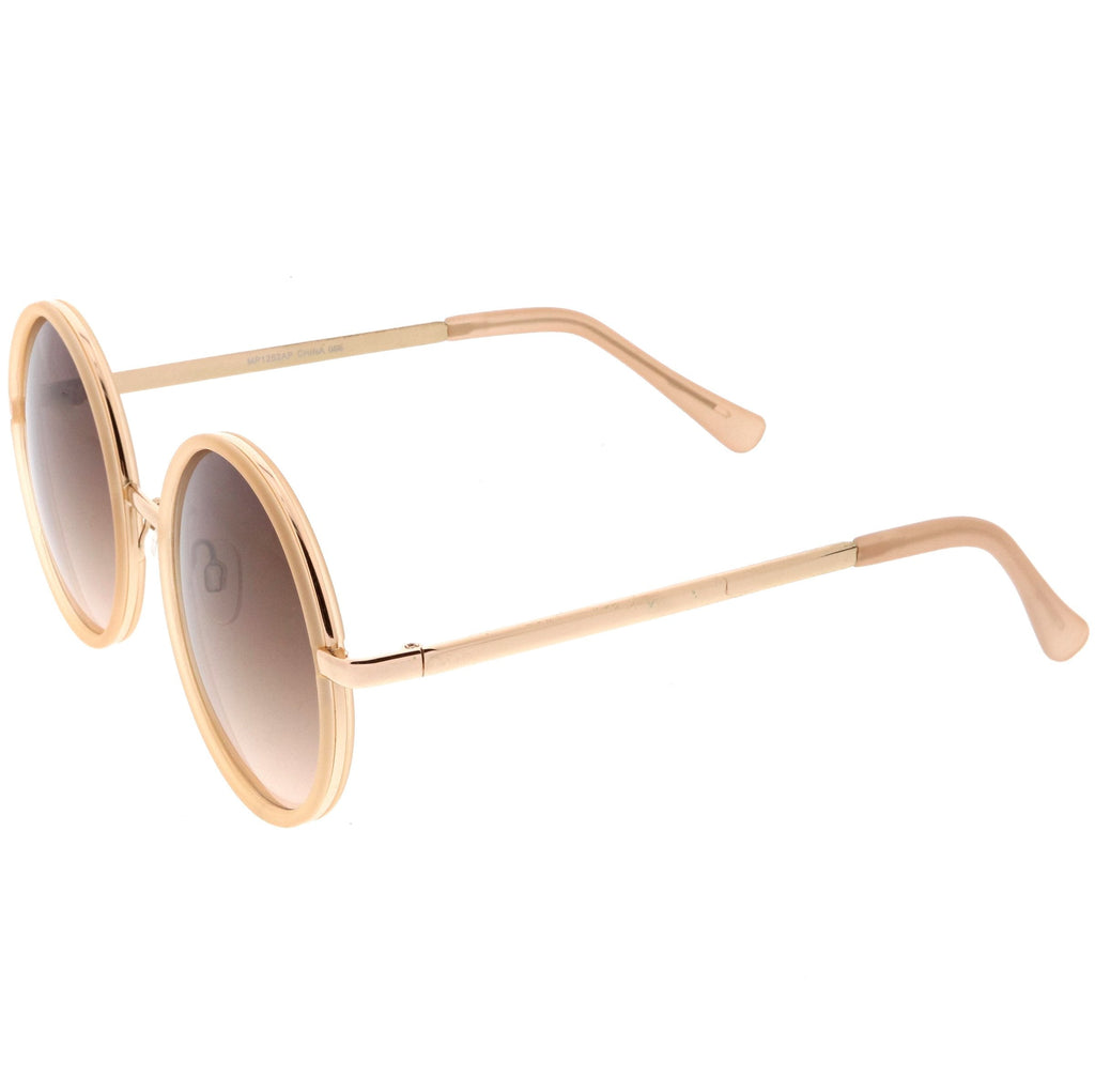 Women's Large Round Metal Arm Retro Sunglasses C022