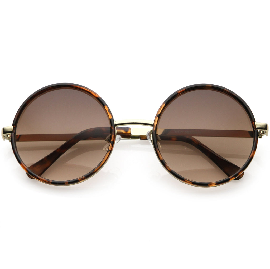 Women's Large Round Metal Arm Retro Sunglasses C022