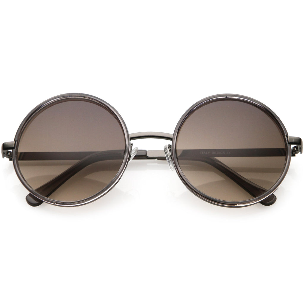 Women's Large Round Metal Arm Retro Sunglasses C022