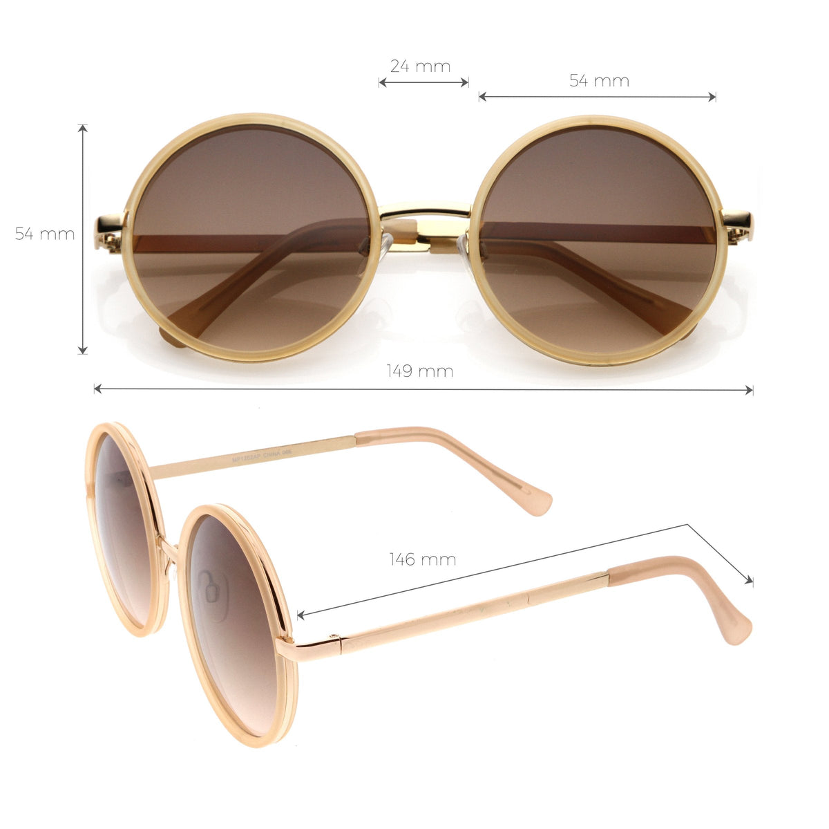 Women's Large Round Metal Arm Retro Sunglasses C022