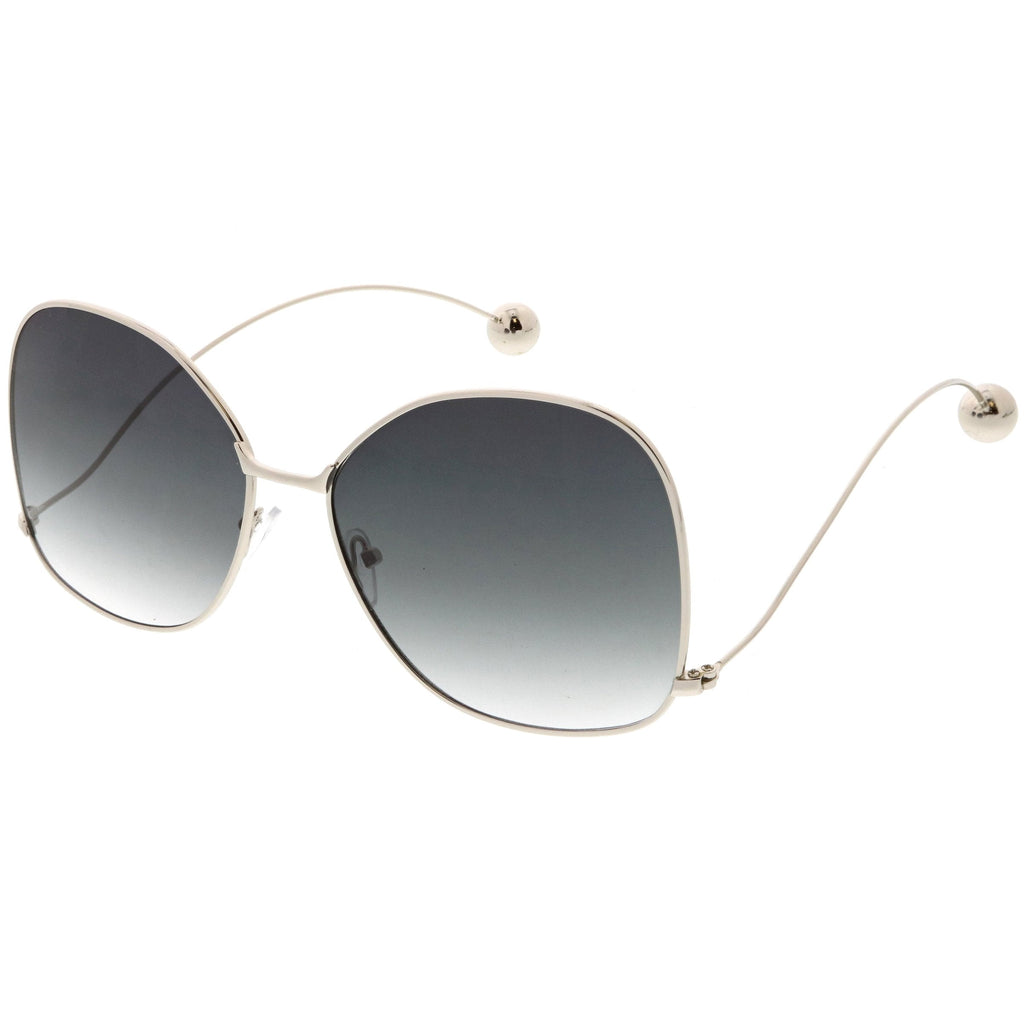 Oversize Women's Flat Lens Butterfly Metal Sunglasses C211
