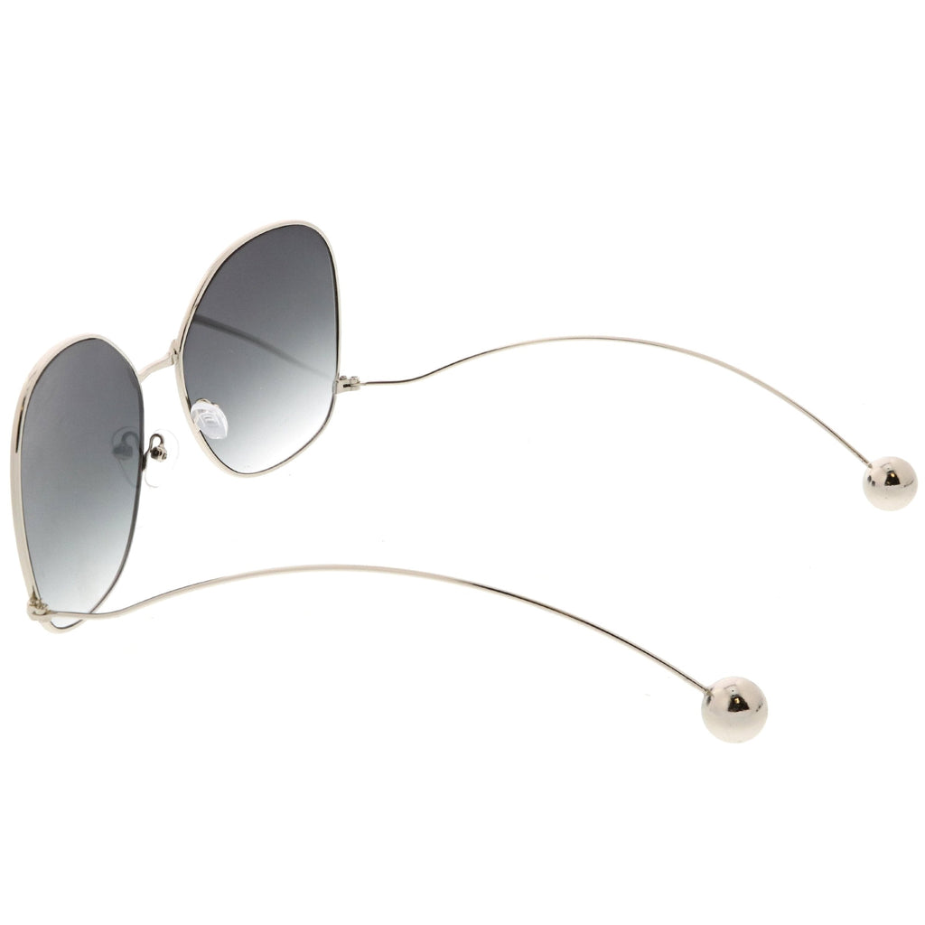 Oversize Women's Flat Lens Butterfly Metal Sunglasses C211