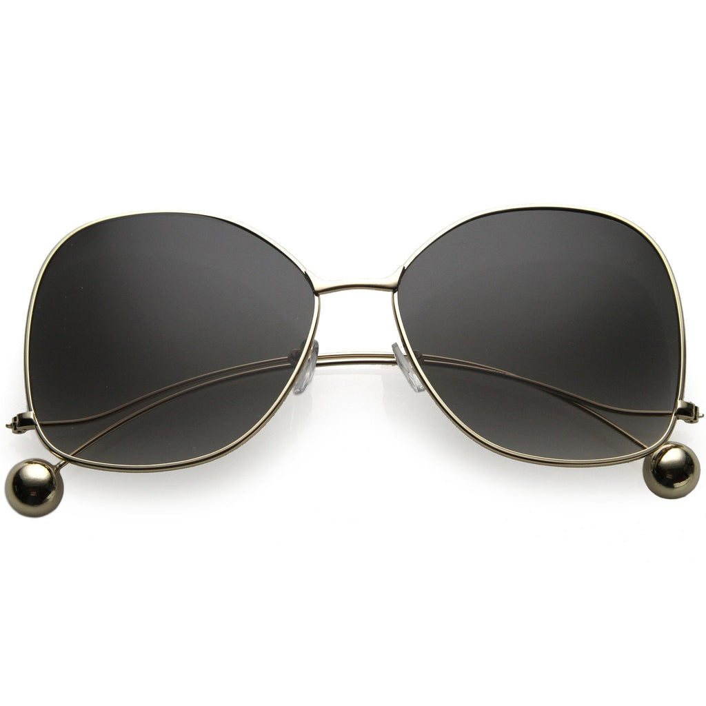 Oversize Women's Flat Lens Butterfly Metal Sunglasses C211