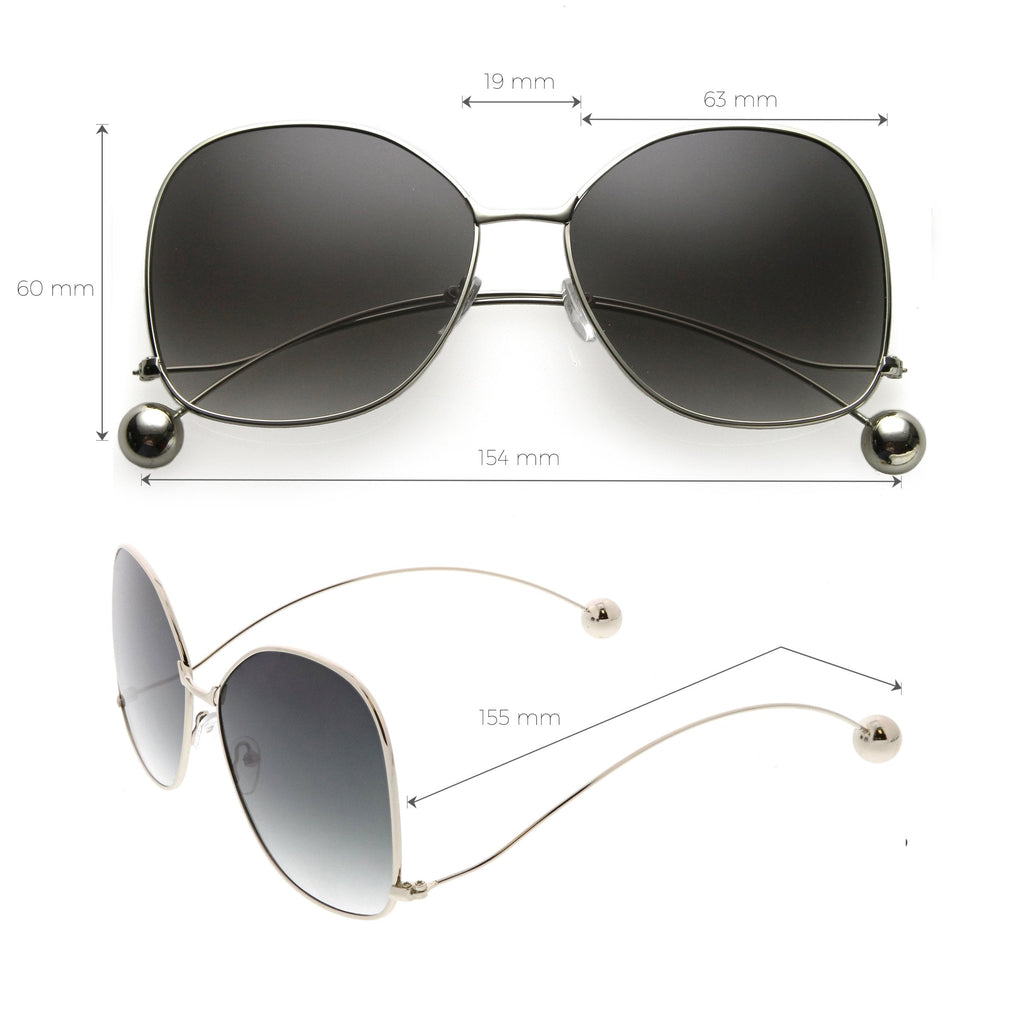 Oversize Women's Flat Lens Butterfly Metal Sunglasses C211