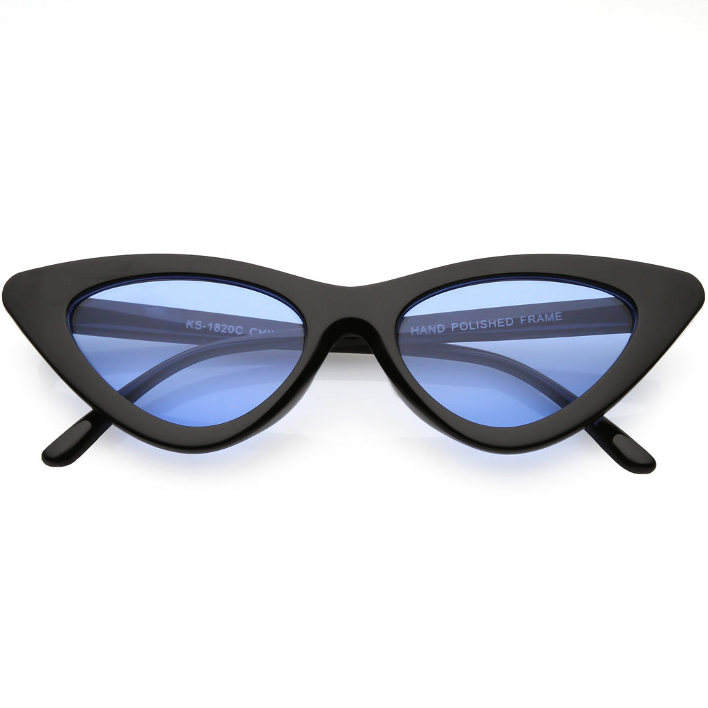 Women's Retro Flat Angle Colored Lens Black Frame Sunglasses C511