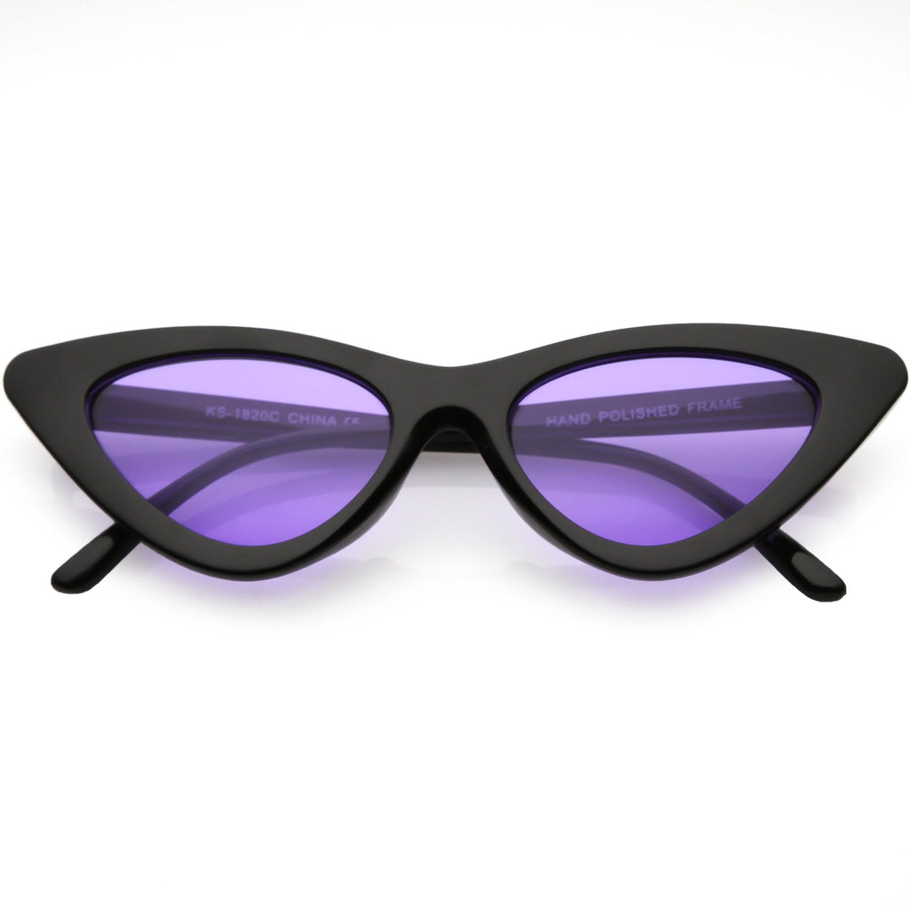 Women's Retro Flat Angle Colored Lens Black Frame Sunglasses C511