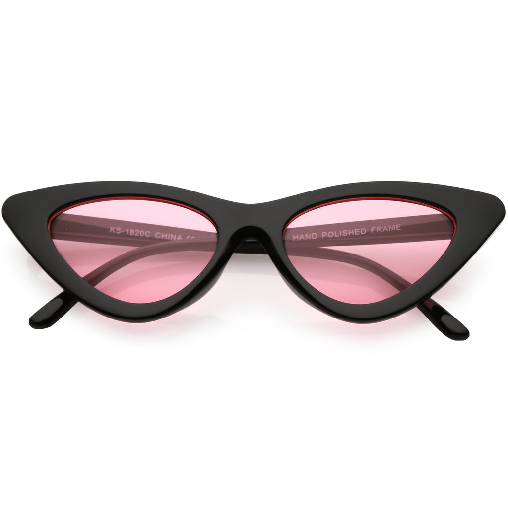 Women's Retro Flat Angle Colored Lens Black Frame Sunglasses C511