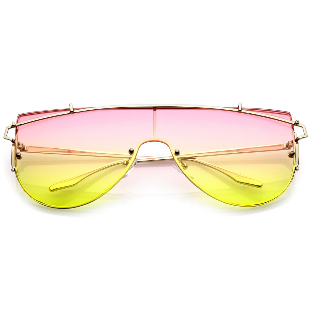 Retro Oversize Disco Shield Multi Color Lens Sunglasses A907