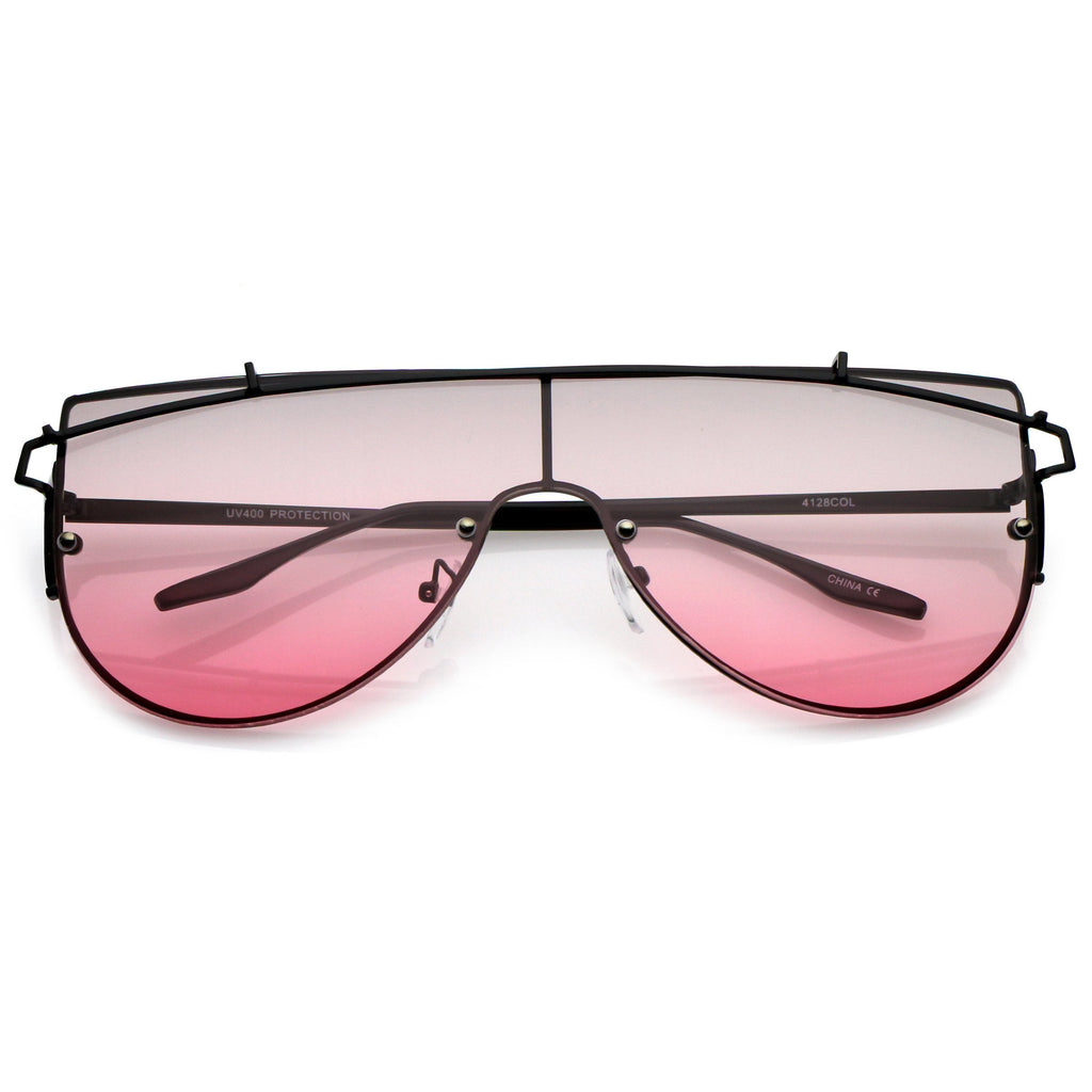 Retro Oversize Disco Shield Multi Color Lens Sunglasses A907