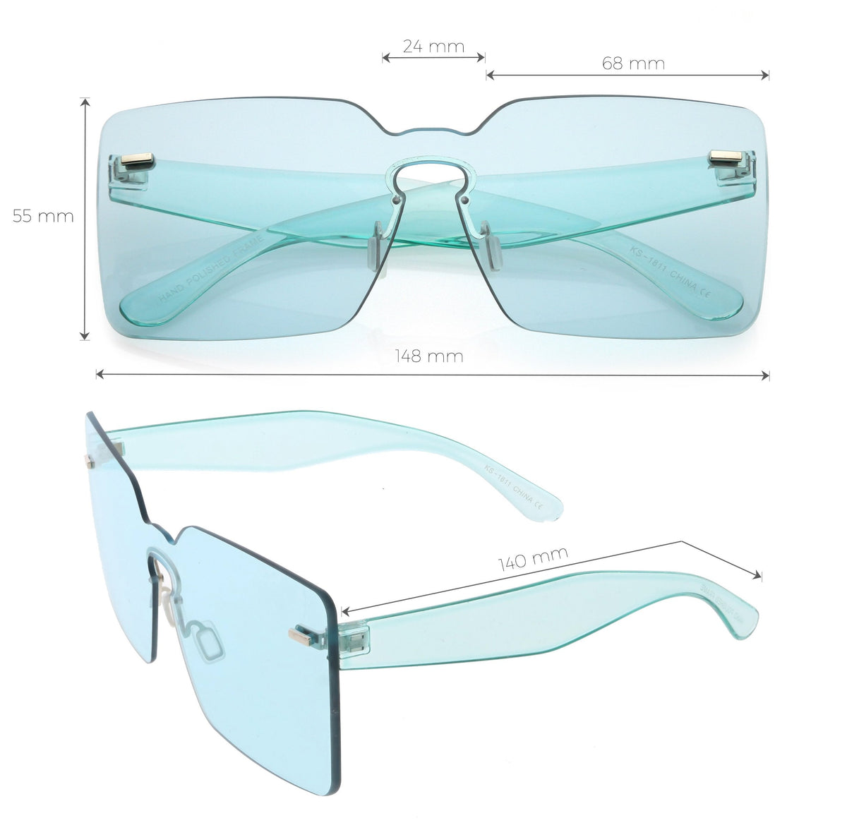 Oversize Square Retro Modern Mono Lens Sunglasses C483