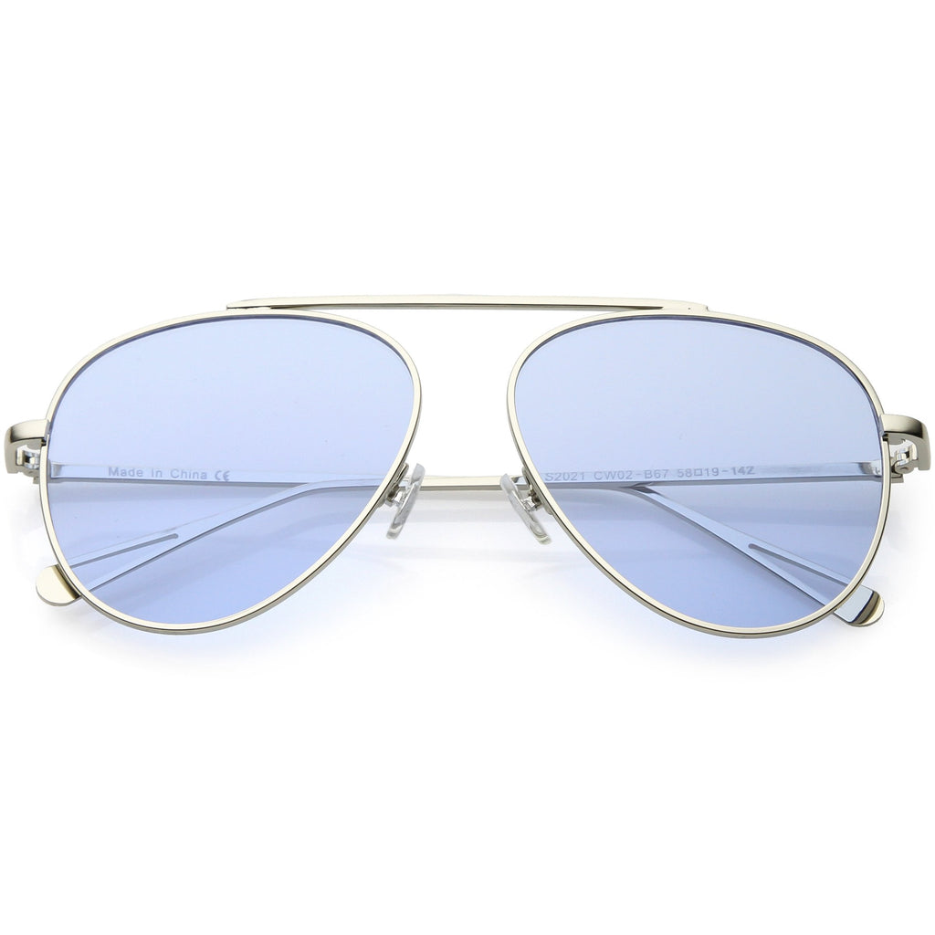 Premium Oversize Color Tone Flat Lens Metal Aviator Sunglasses C508