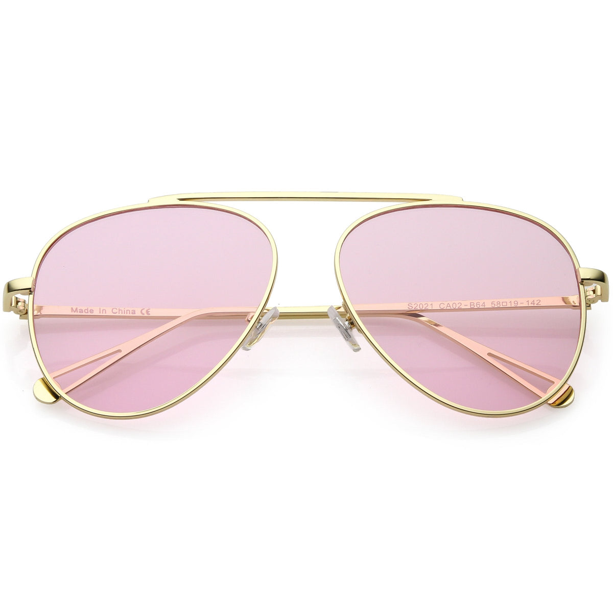 Premium Oversize Color Tone Flat Lens Metal Aviator Sunglasses C508