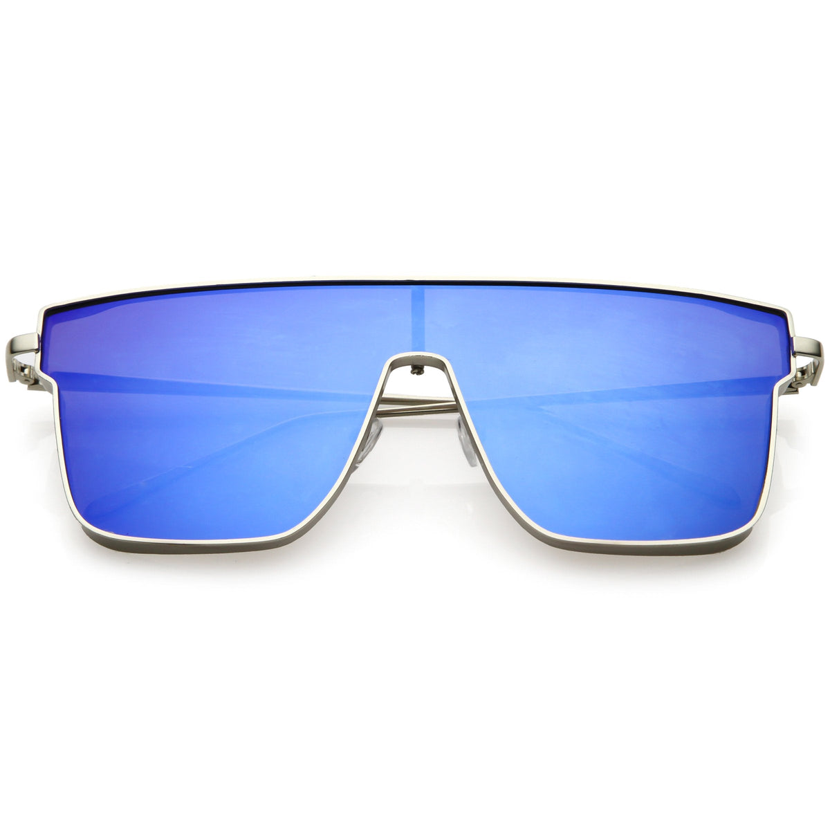 Retro Modern Flat Top Mirrored Lens Shield Aviator Sunglasses C421