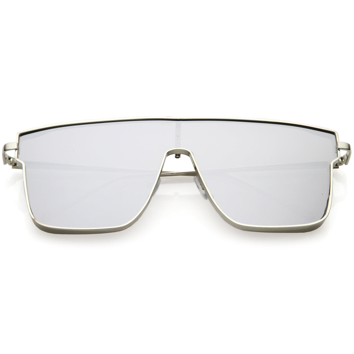 Retro Modern Flat Top Mirrored Lens Shield Aviator Sunglasses C421