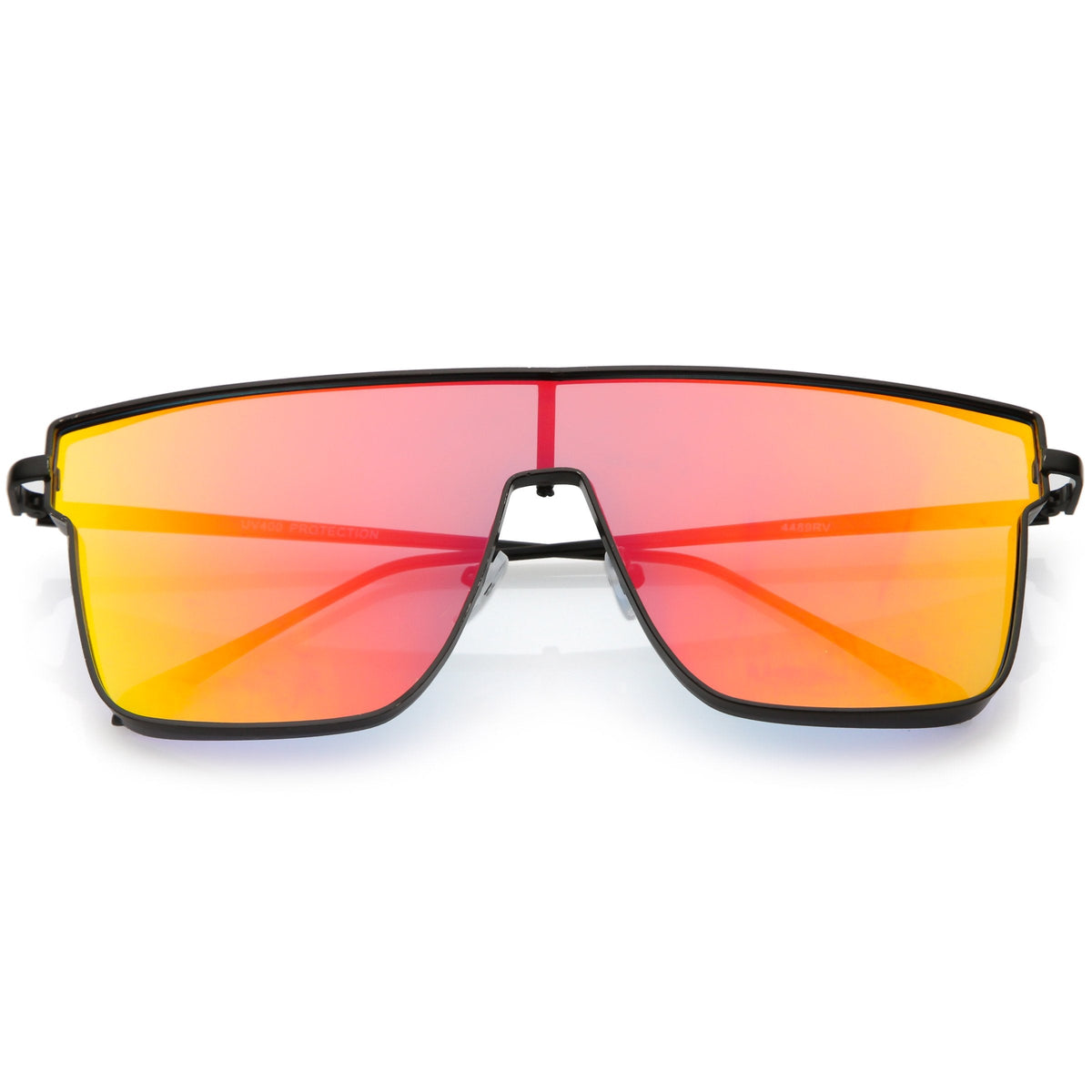 Retro Modern Flat Top Mirrored Lens Shield Aviator Sunglasses C421
