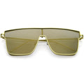 Retro Modern Flat Top Mirrored Lens Shield Aviator Sunglasses C421
