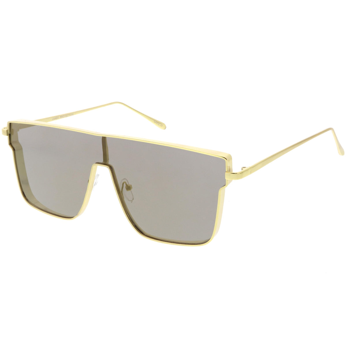 Retro Modern Flat Top Mirrored Lens Shield Aviator Sunglasses C421