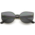 Oversize Rimless Mono Block Mirrored Flat Lens Cat Eye Sunglasses C379