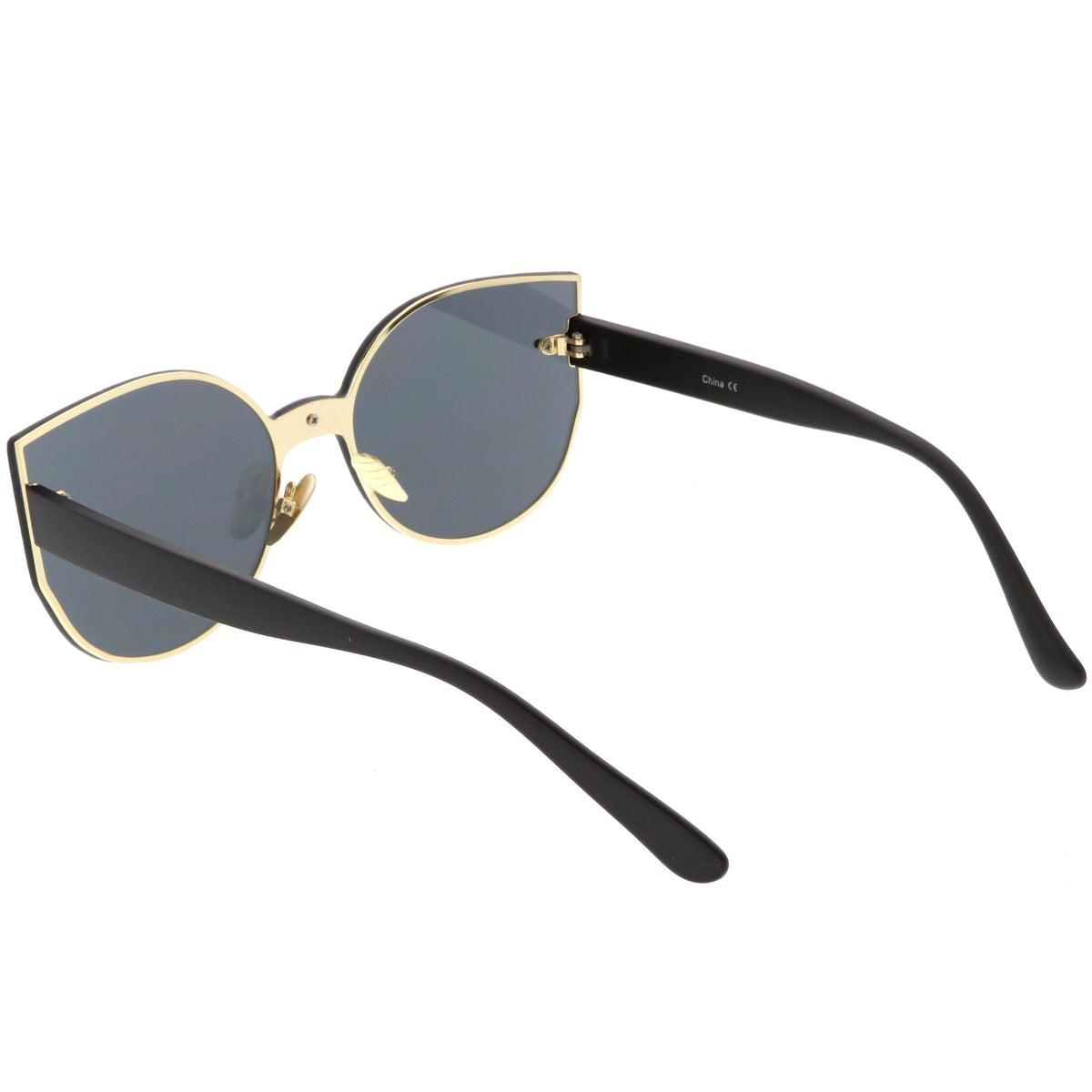 Oversize Rimless Mono Block Mirrored Flat Lens Cat Eye Sunglasses C379