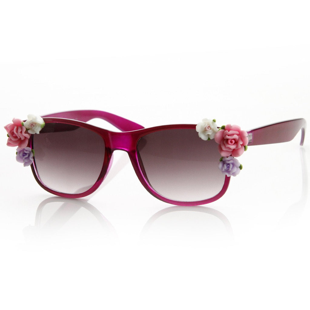 Spring Summer Flower Floral Horned Rim Sunglasses 8853