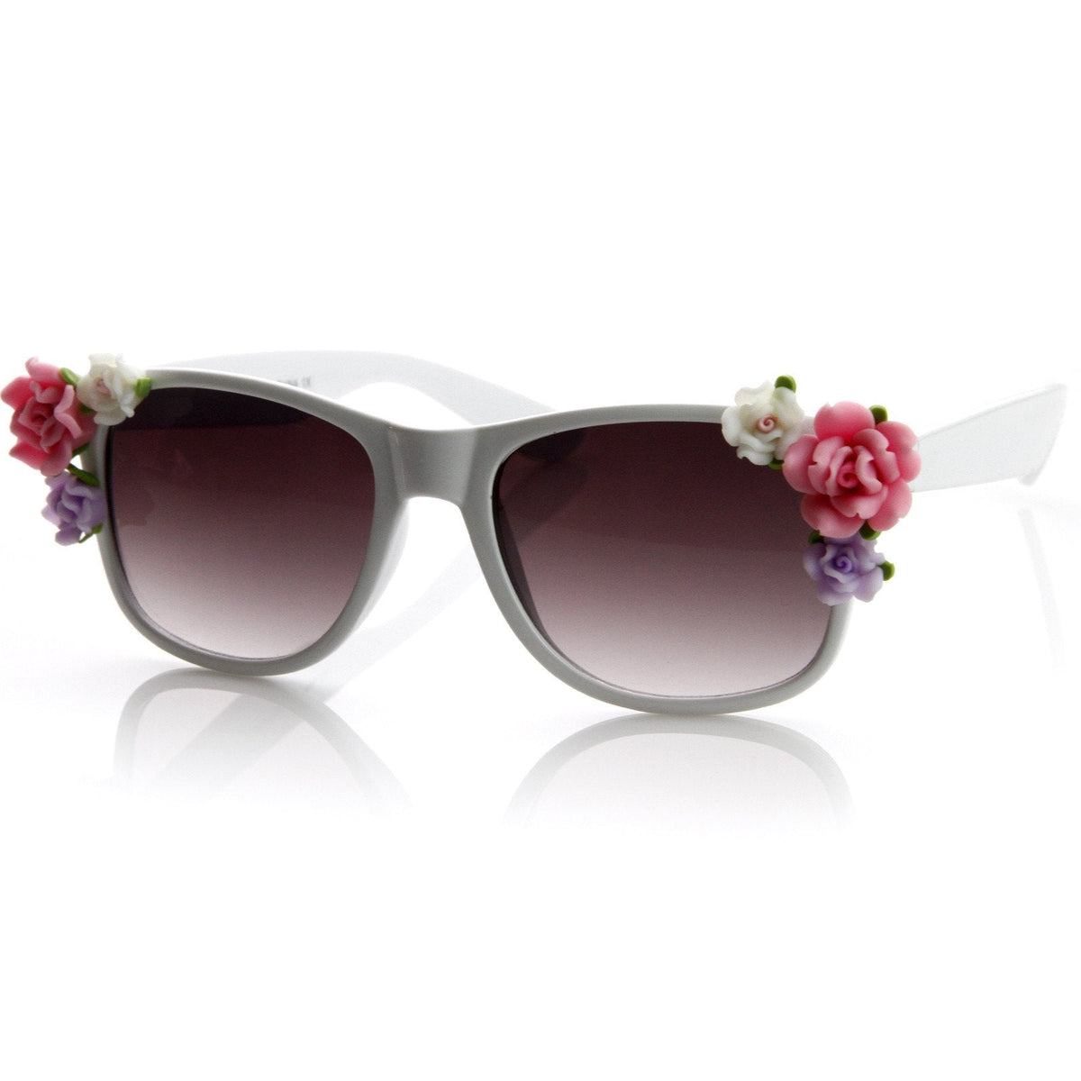 Spring Summer Flower Floral Horned Rim Sunglasses 8853