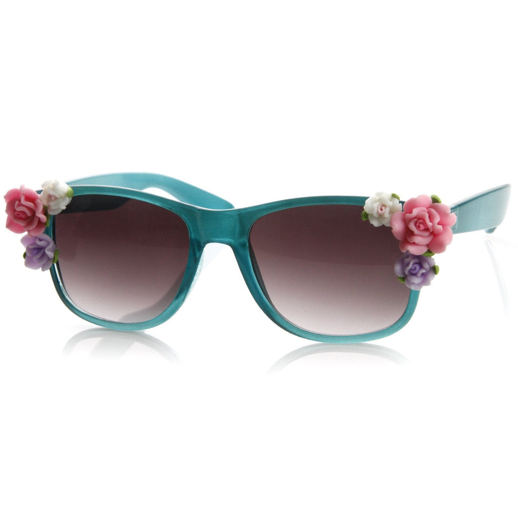 Spring Summer Flower Floral Horned Rim Sunglasses 8853