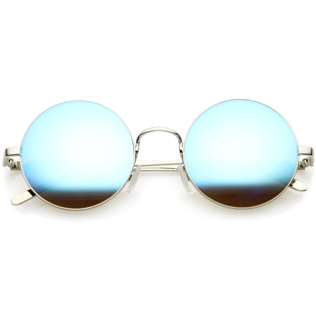 Premium Round Metal Flash Mirrored Flat Lens Sunglasses C465