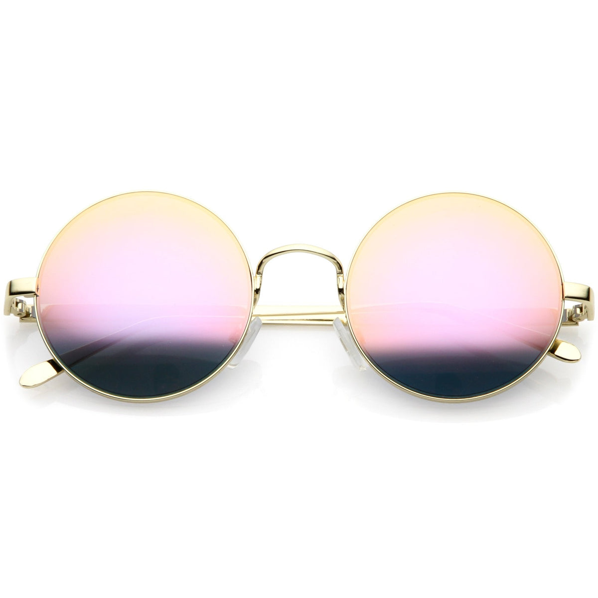 Premium Round Metal Flash Mirrored Flat Lens Sunglasses C465