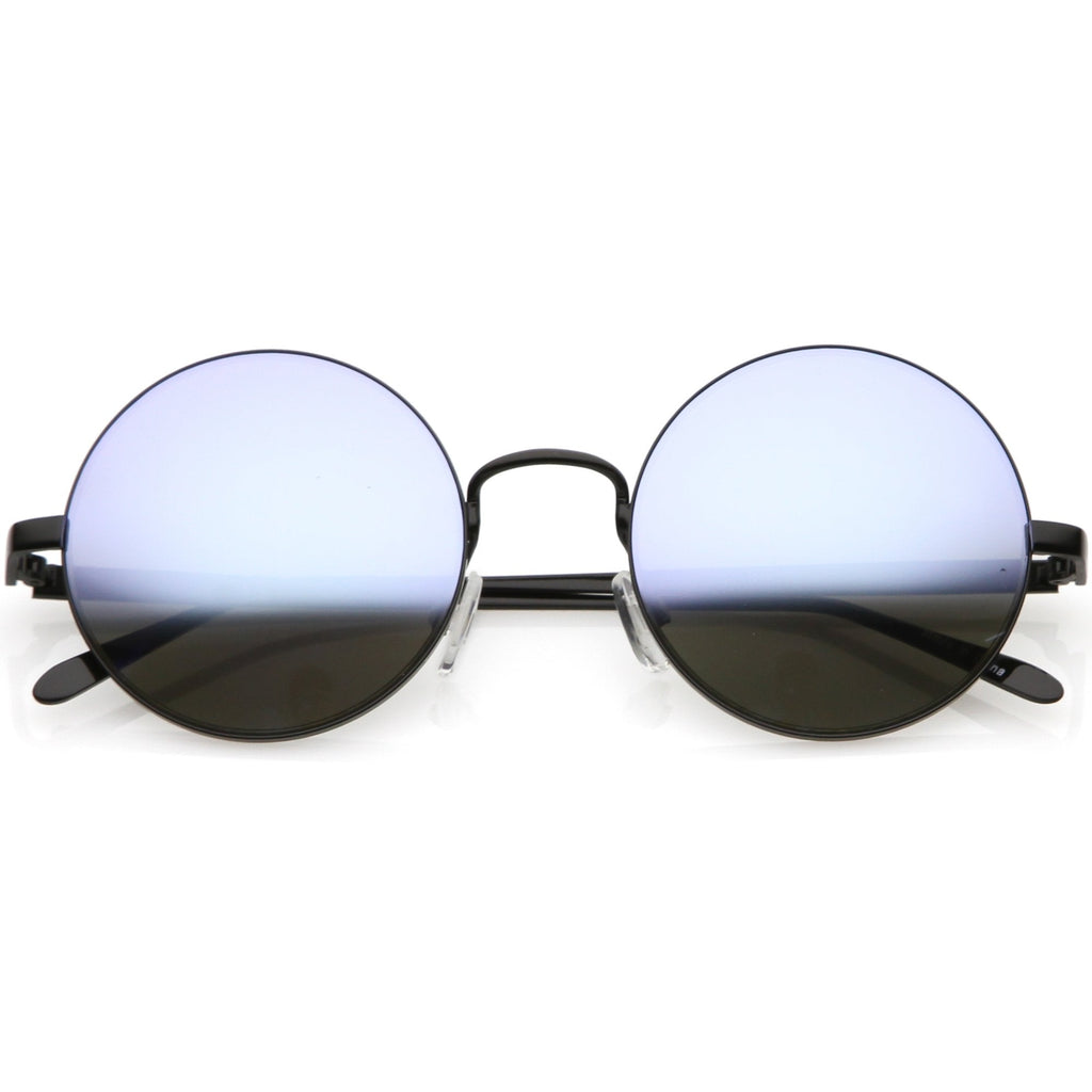 Premium Round Metal Flash Mirrored Flat Lens Sunglasses C465