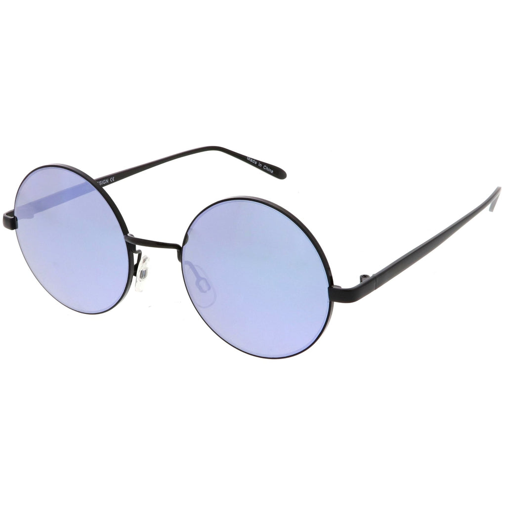 Premium Round Metal Flash Mirrored Flat Lens Sunglasses C465
