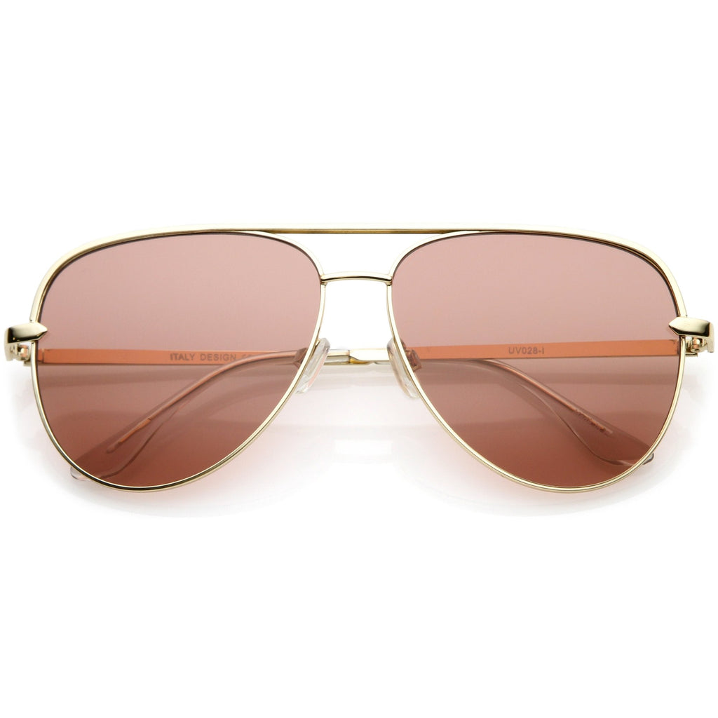 Premium Metal Flat Color Tone Lens Aviator Sunglasses 60mm C466