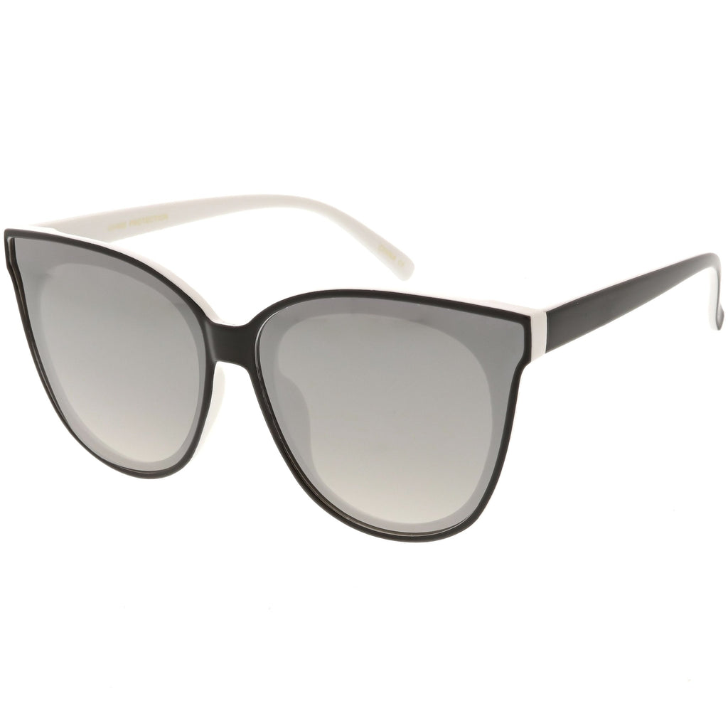Women's Modern Infinity Flat Mirrored Lens Cat Eye Sunglasses C349