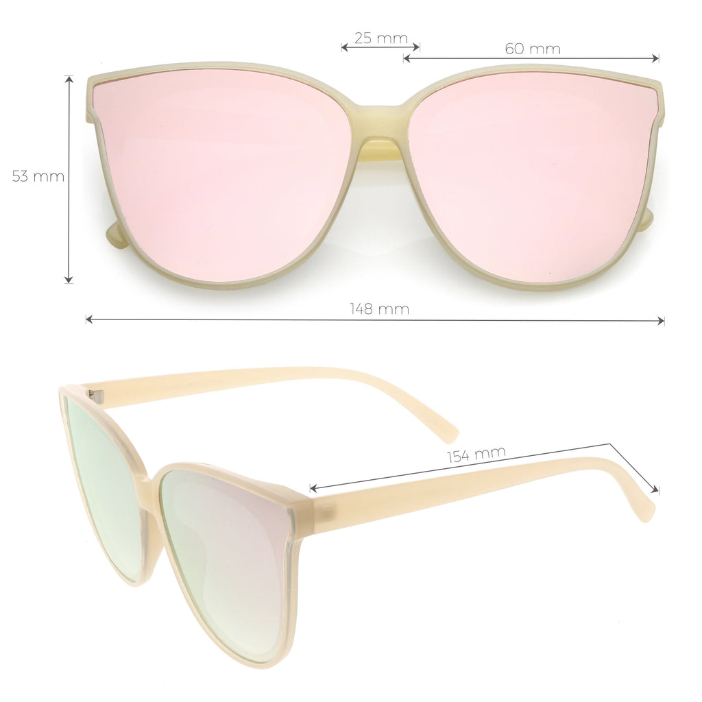 Women's Modern Infinity Flat Mirrored Lens Cat Eye Sunglasses C349