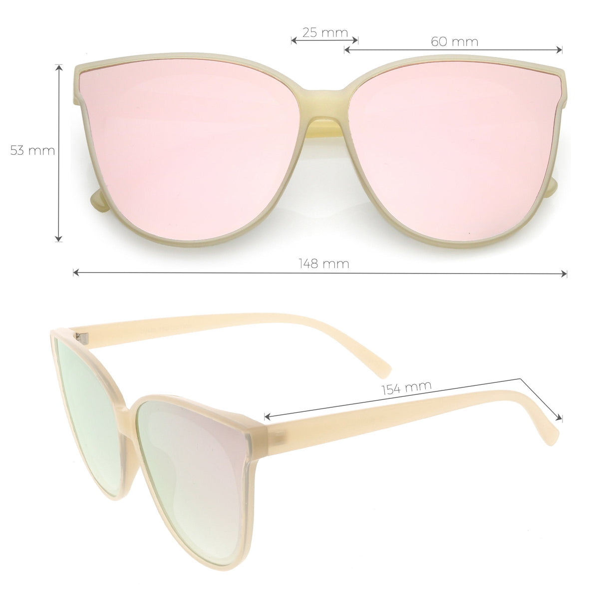 Women's Modern Infinity Flat Mirrored Lens Cat Eye Sunglasses C349