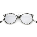 Modern Indie Marble Print Round Mirrored Flat Lens Sunglasses C232