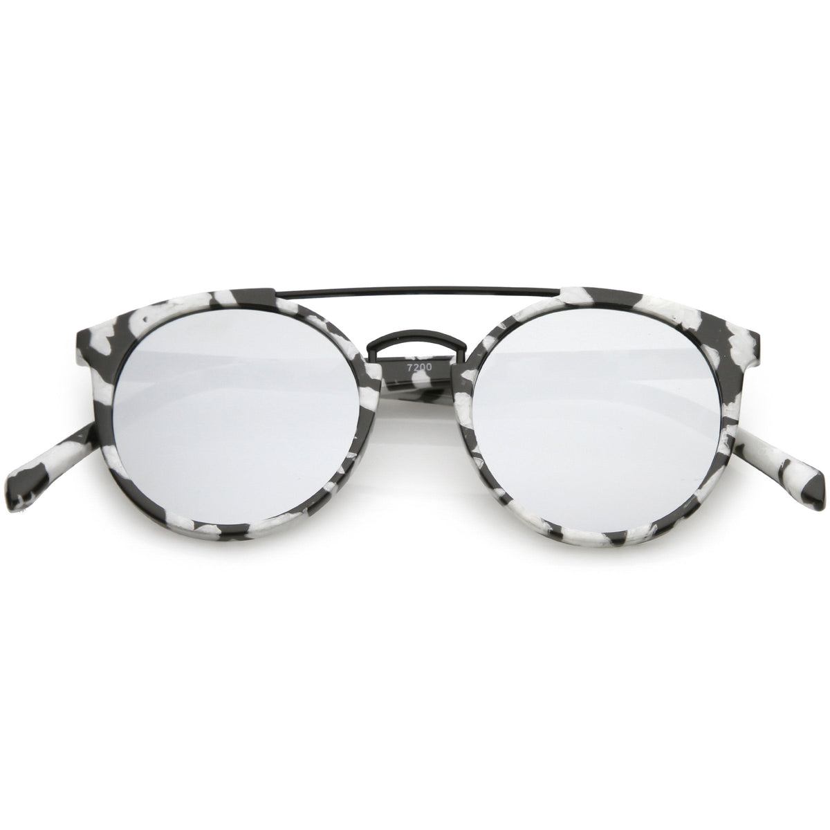 Modern Indie Marble Print Round Mirrored Flat Lens Sunglasses C232