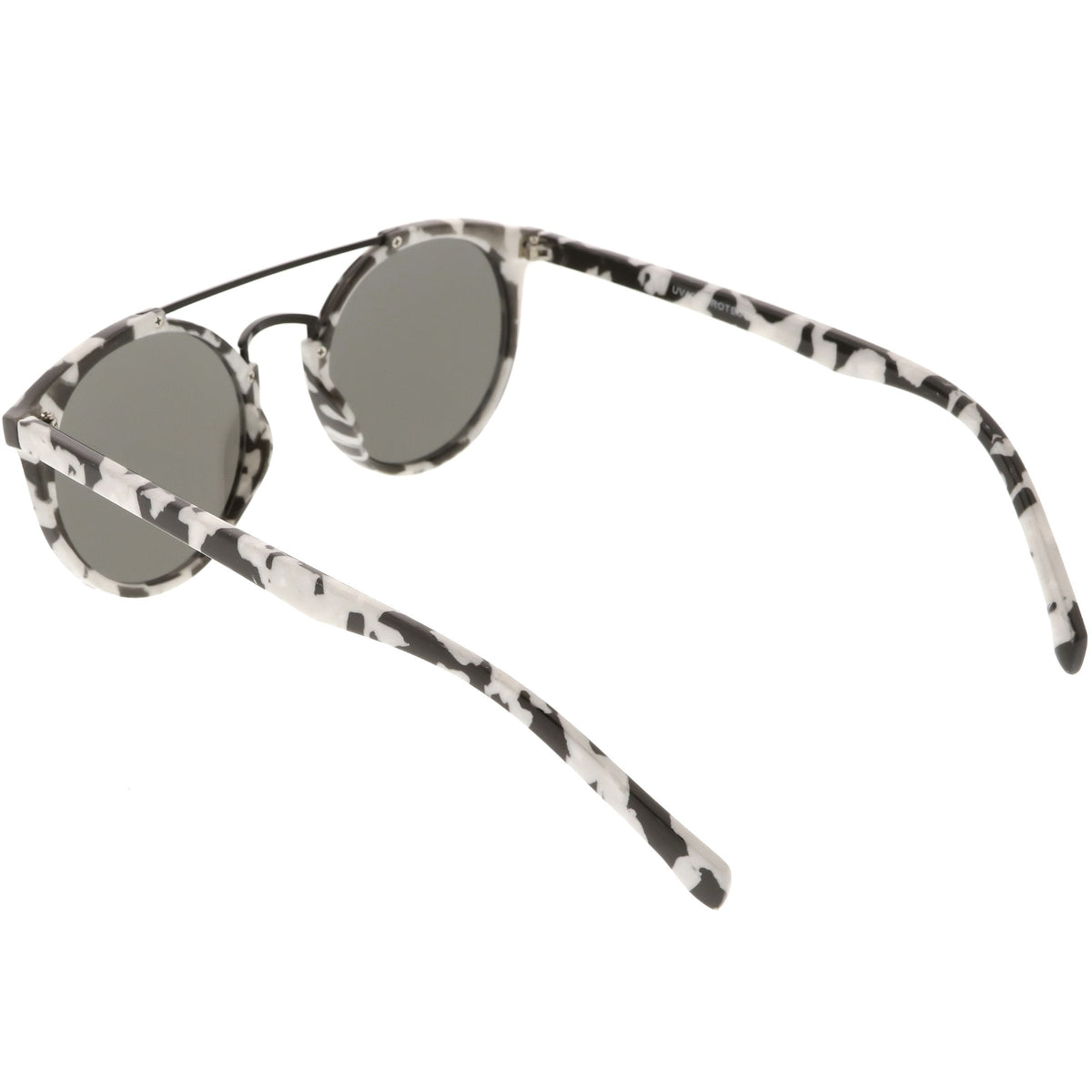 Modern Indie Marble Print Round Mirrored Flat Lens Sunglasses C232